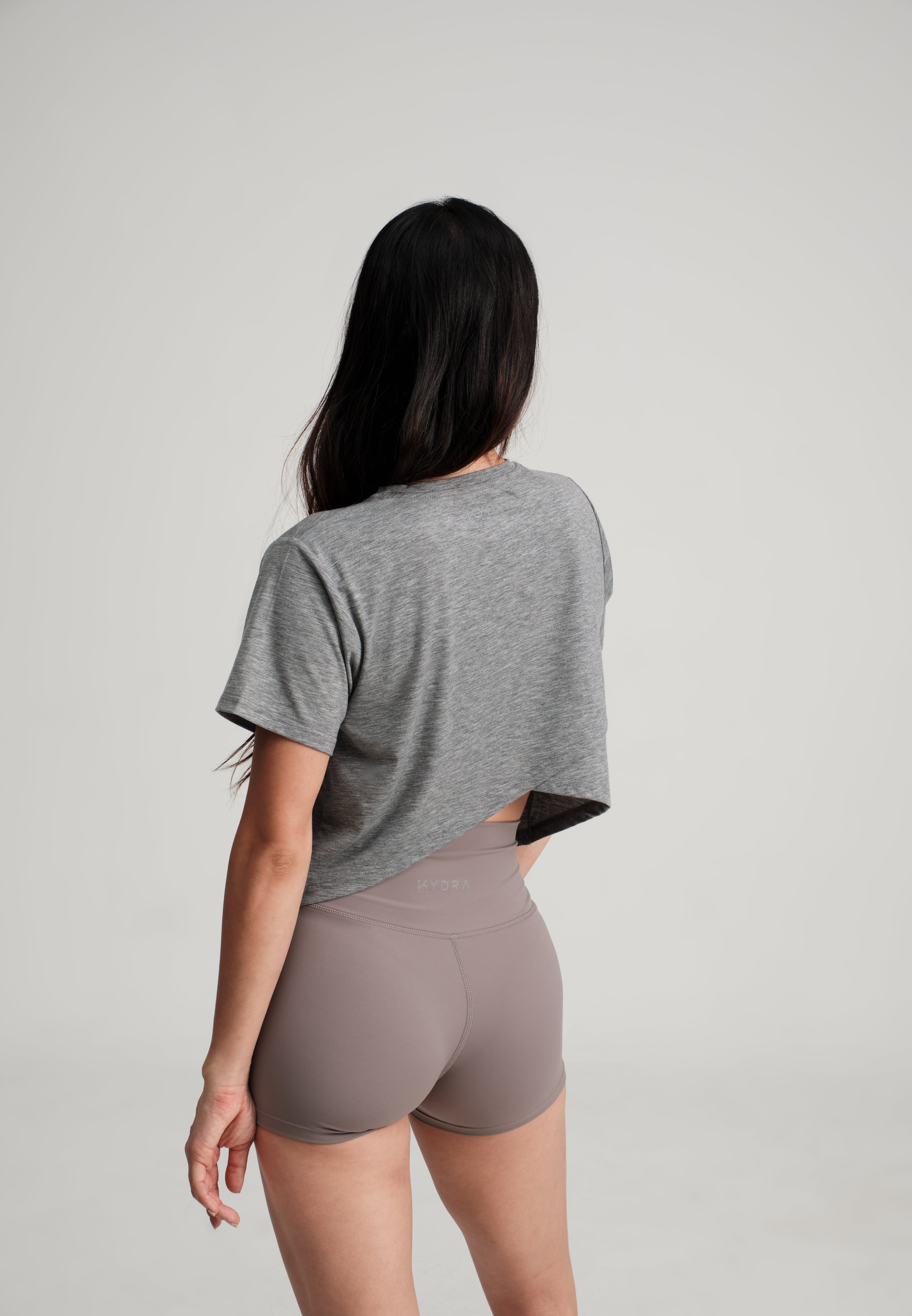 Cross Back Tee - KYDRA #color_Heather Slate Grey
