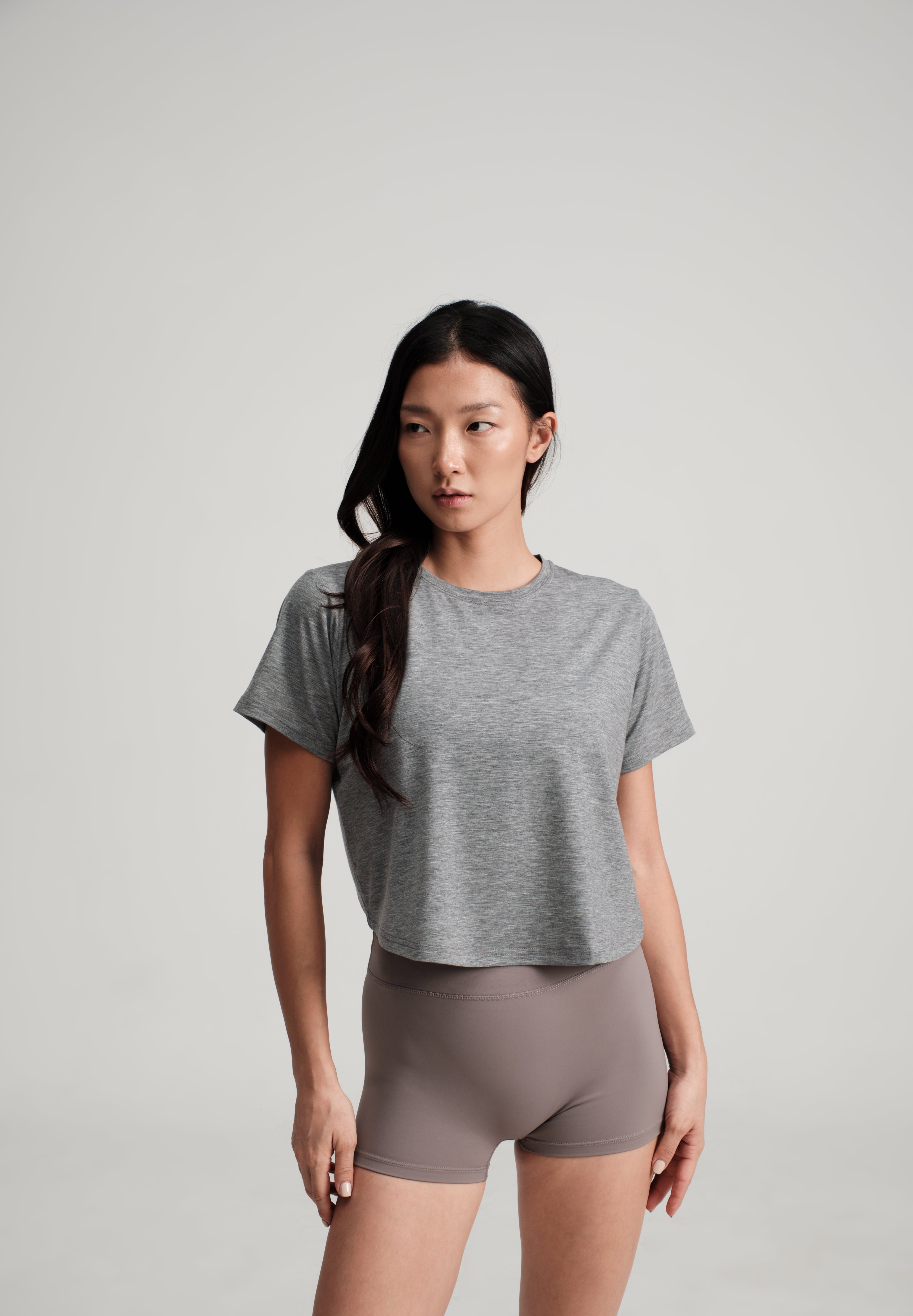 Cross Back Tee - KYDRA #color_Heather Slate Grey