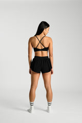 Back view, full length, KYDRA Lexi Bra in Black #color_Black