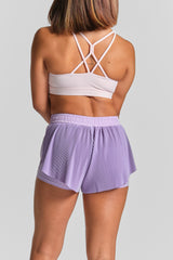 KYDRA Pleated Shorts in Lilac #color_Lilac
