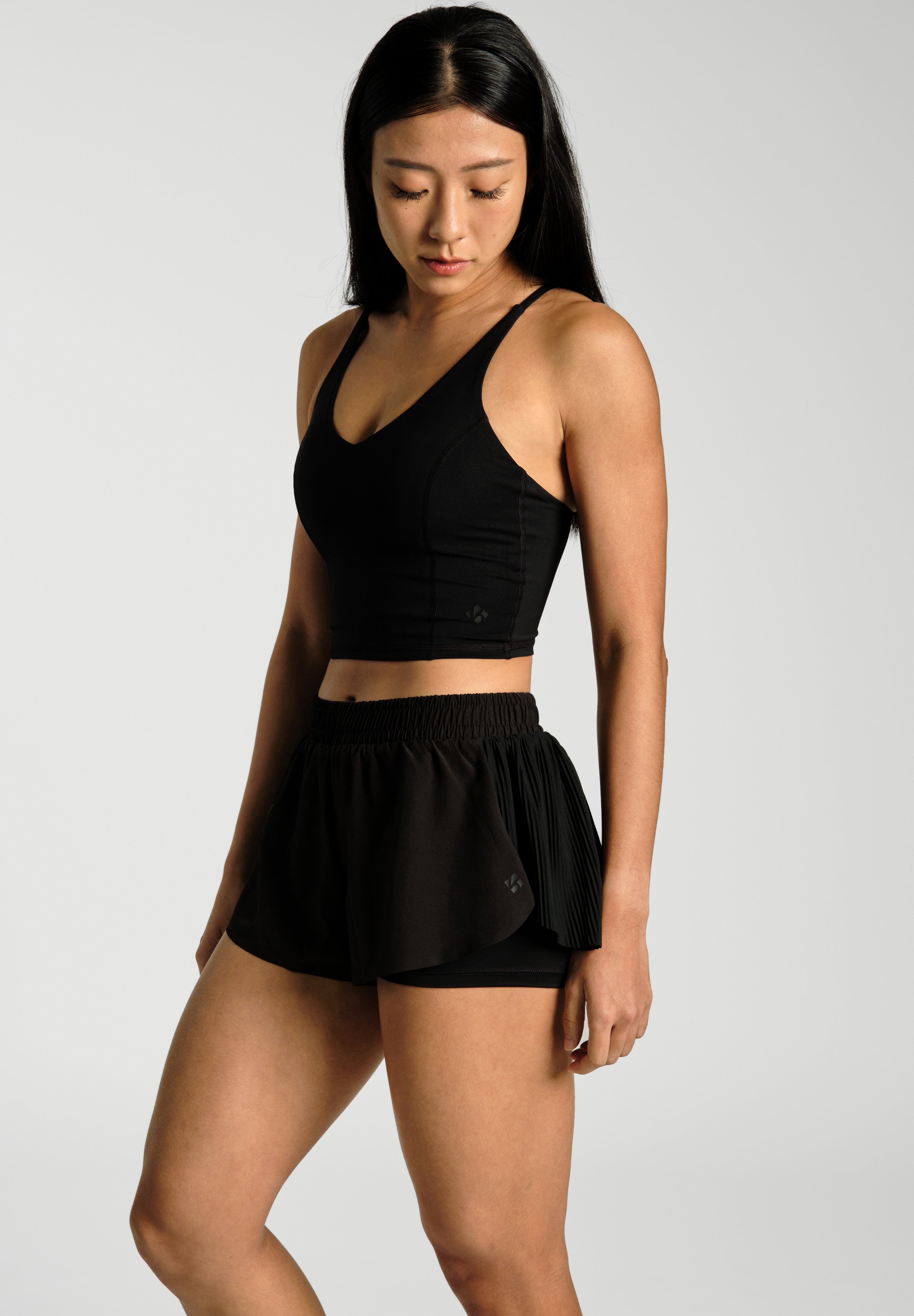 Pleated_Shorts_Black_PDP - KYDRA #color_Black