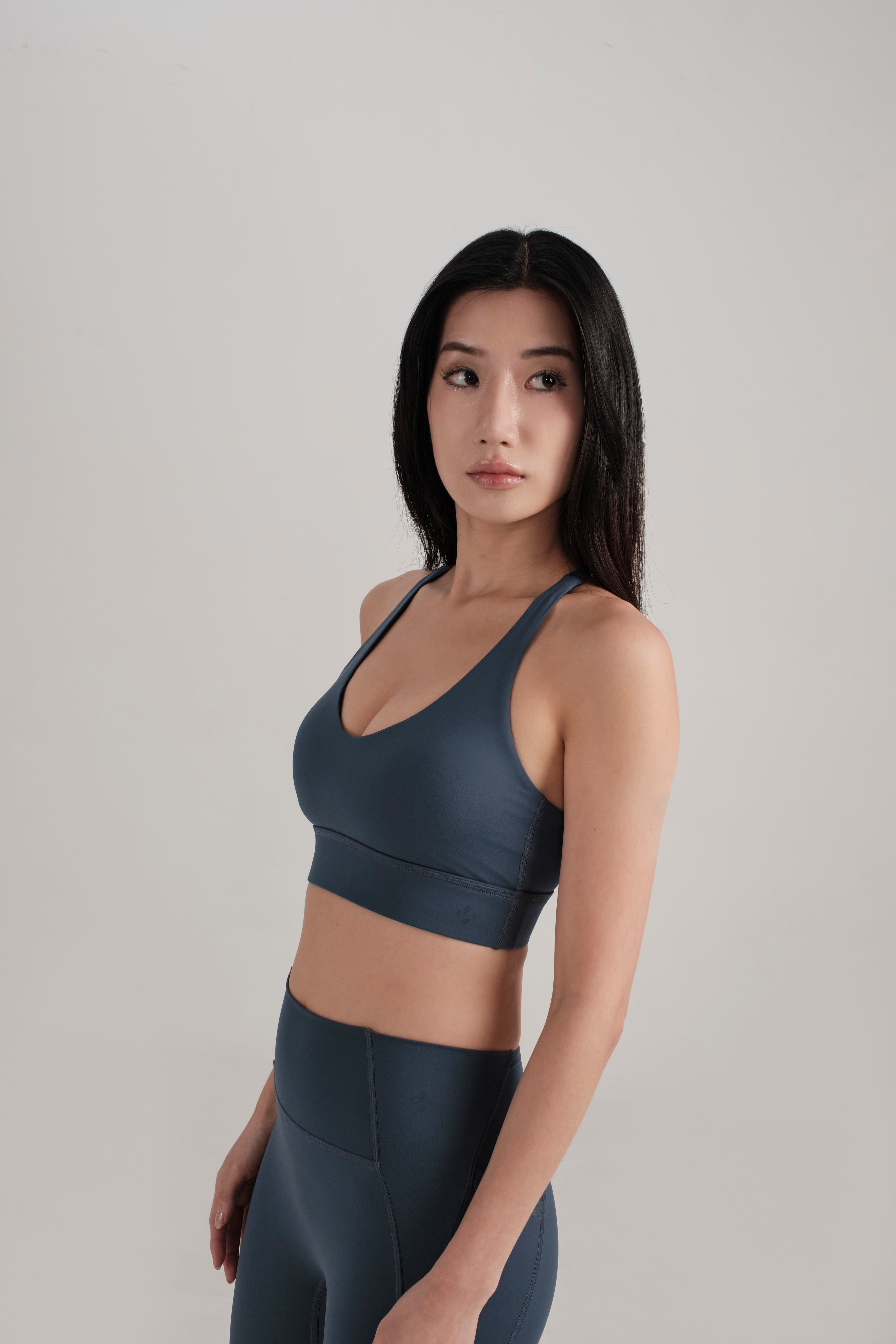 Sierra Midline Bra - KYDRA #color_Obsidian Pine