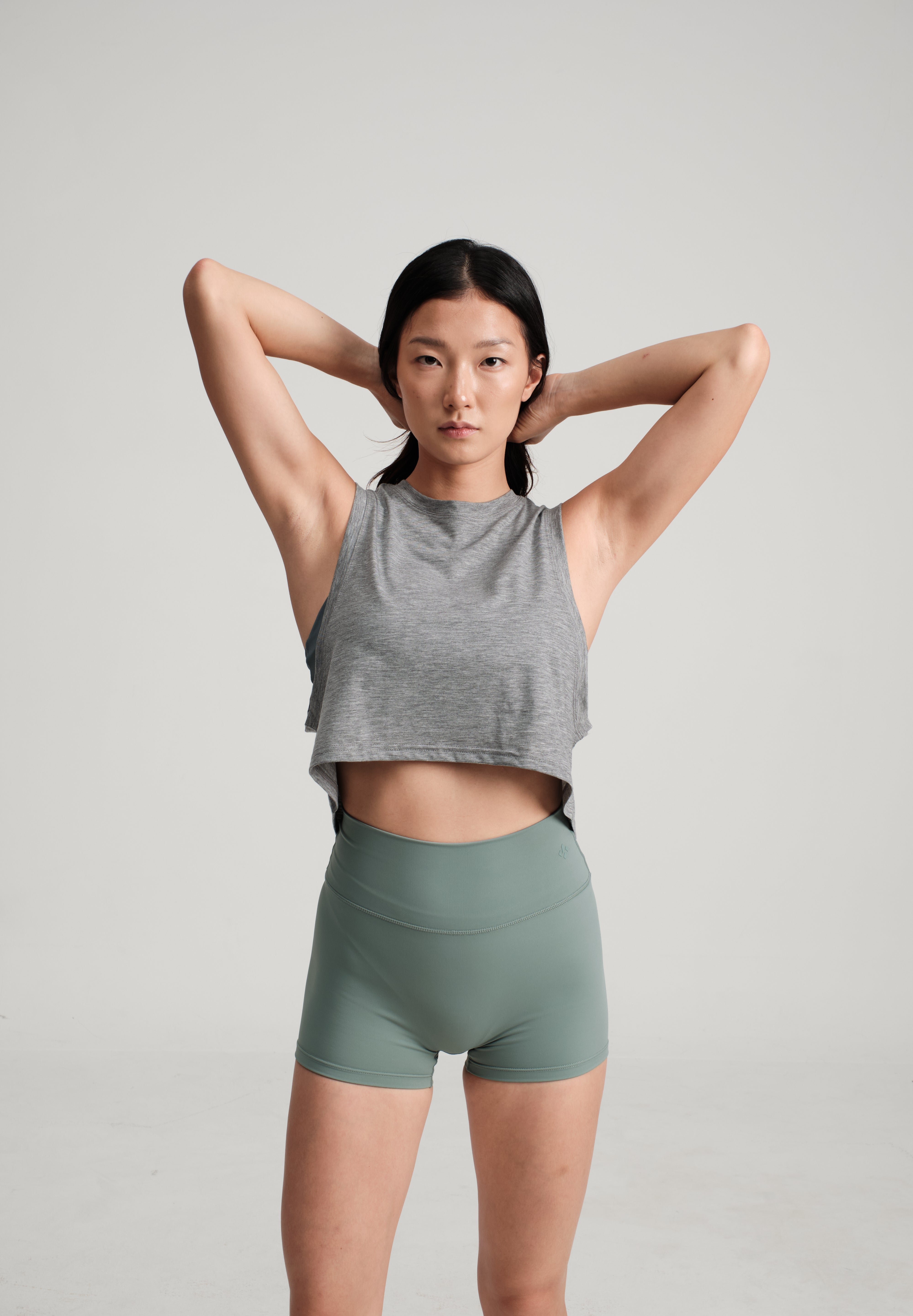 Swift Crop Tank - KYDRA #color_Heather Slate Grey