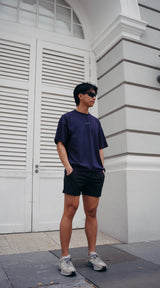 KYDRA Oversized Grit Tee in Navy with 5 inch Axis Shorts