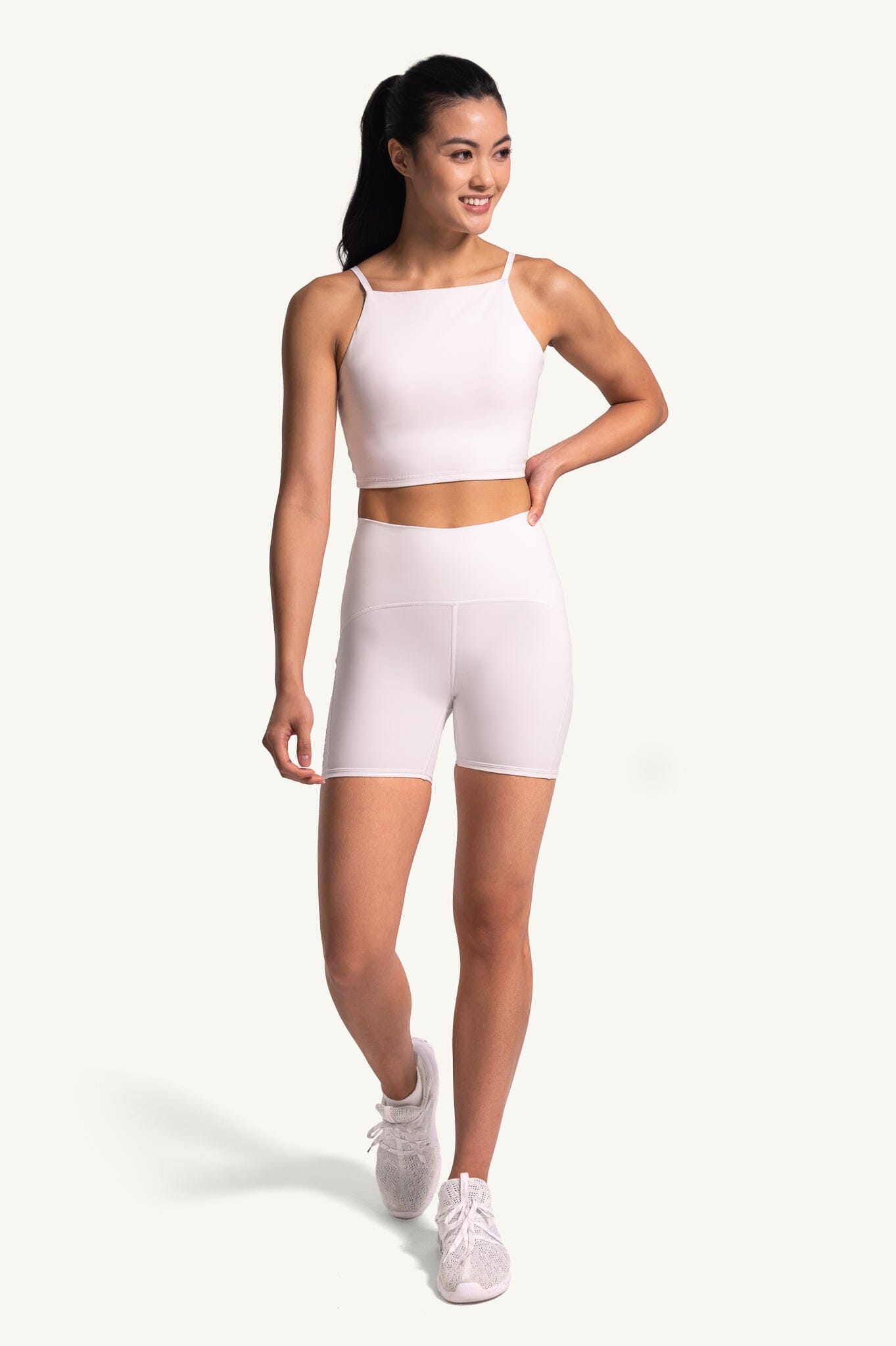 Mia Komi 5 inch Shorts White KYDRA Yoga Shorts #colour_white